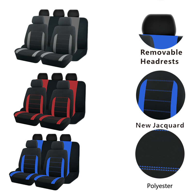 AUTO PLUS Sport Universele Polyester Autostoel Cover Set Fit Meest Auto Effen Stof Bicolor Stijlvolle Auto Accessoires Seat Protector
