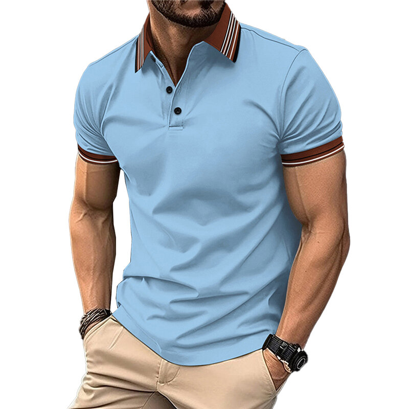 Camiseta informal de manga corta para hombre, suave, elegante, cuello vuelto, cómoda, diaria, alta calidad, Verano