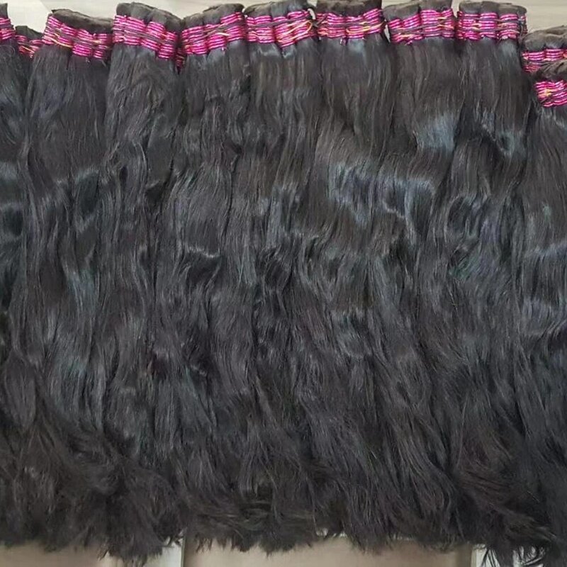 Mega Hair Cabelo Humano Raw 베트남 인모 번들, 땋은 100%, 가공되지 않은 인모, 씨실 없음, 벌크 익스텐션