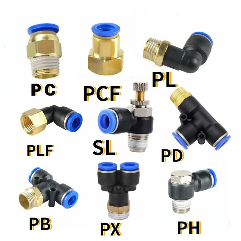 Conector de aire neumático, accesorio para manguera de PC/PCF/PL/PLF/SL/PB/PD/PX/PH, 1/8 ", 1/4", 3/8 ", 1/2", 4/6/8/10/12mm unión rápida de tuberías, accesorios