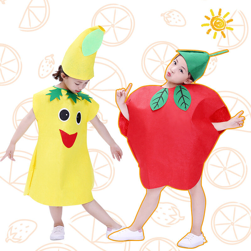 Ropa de rendimiento de jardín de infantes de frutas y verduras, espectáculo de moda, Halloween, calabaza, ropa de escenario para niños