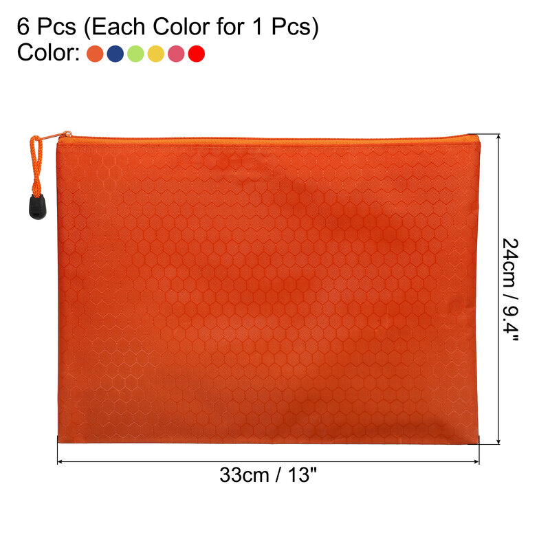 6Pack Multicolor Waterdichte Rits Tas A4 Pocket Bestand Pouch Multi-Purpose Rits Tassen Opslag Accessoire Voor Office Reisaanbod