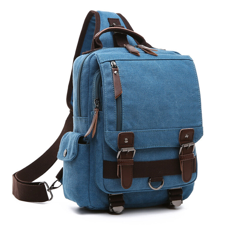 New Fashion Canvas Backpack Outdoor Travel Chest Bag Large Capacity Oblique Backpack Men's Shoulder Bag Backpack