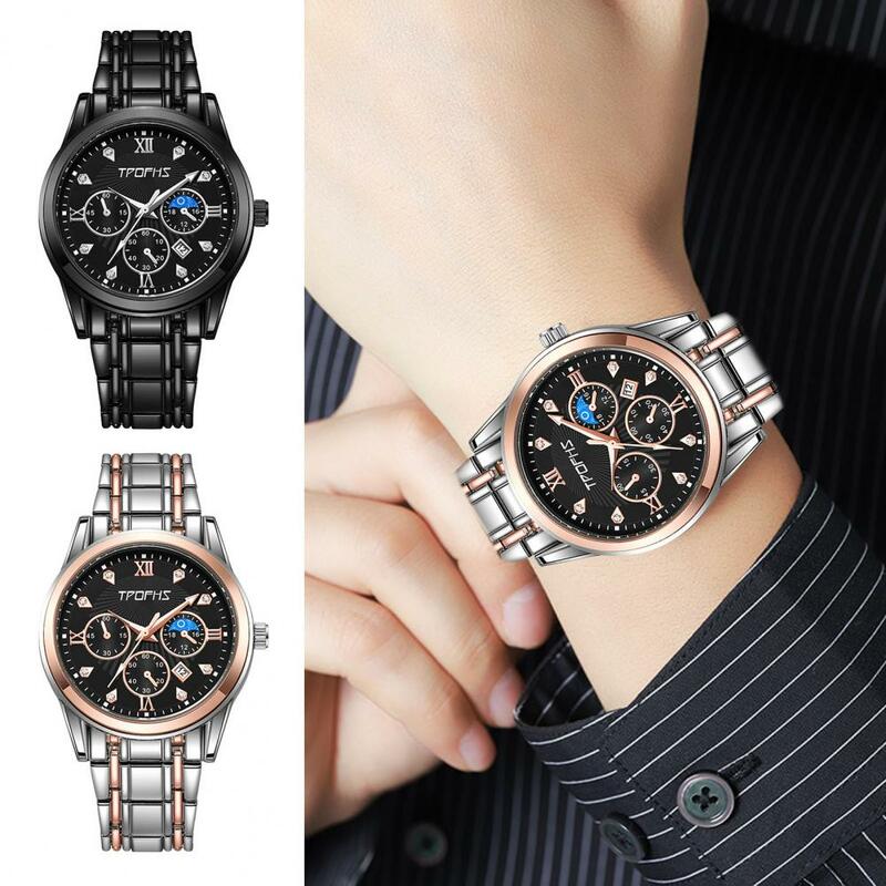 Męski elegancki zegarek luksusowy chronograf faza księżyca męskich zegarków dla formalna odzież biznesu elegancki męski zegarek