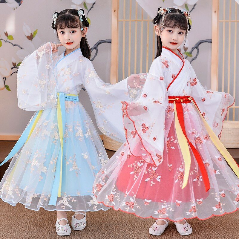 Hanfu-Costume Tang de style chinois pour enfants, costume de prairie, jupe Ru super importante, robe de princesse pour petite fille, nouveau style