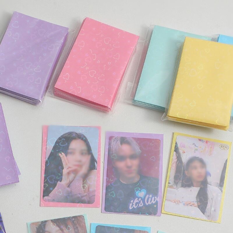 20 buah/pak tas penyimpanan pelindung kartu foto hati cinta berkilau tas lengan kartu photoploader warna Film
