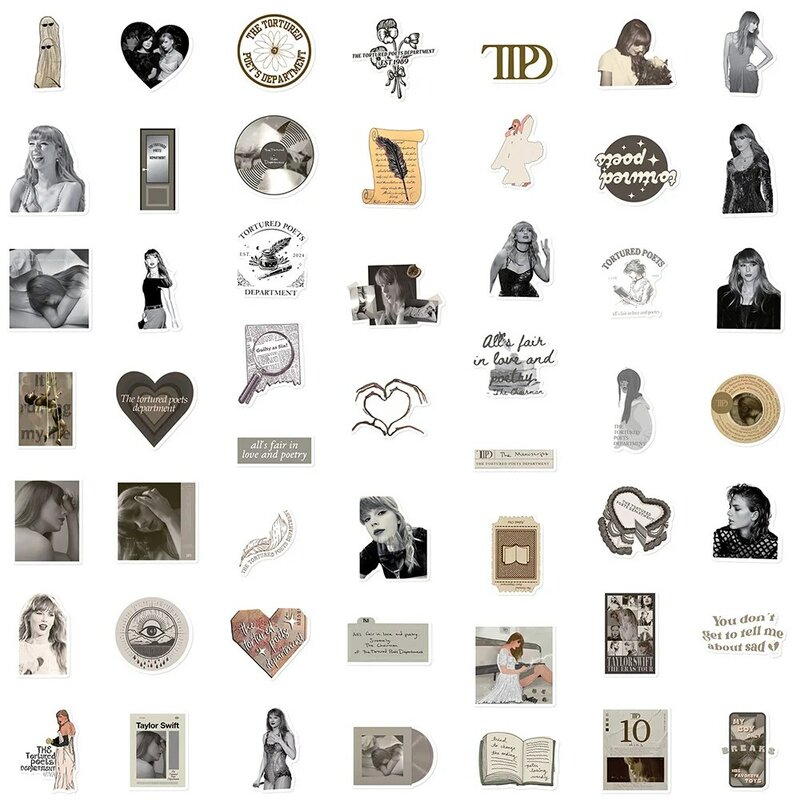 10/30/50/100Pcs Hot Singer Taylor Swift Album Ttpd Stickers Gemartelde Dichters Depertment Stickers Laptop Telefoon Auto Waterdichte Sticker