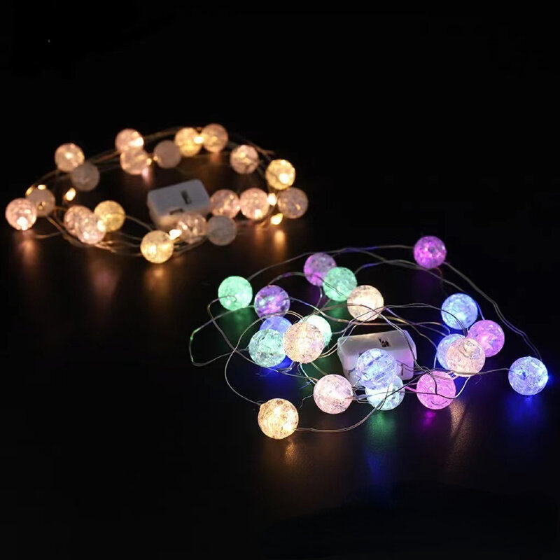 Lámpara LED de alambre de cobre, bola agrietada, decoración de Ambiente, caja de regalo, novedad