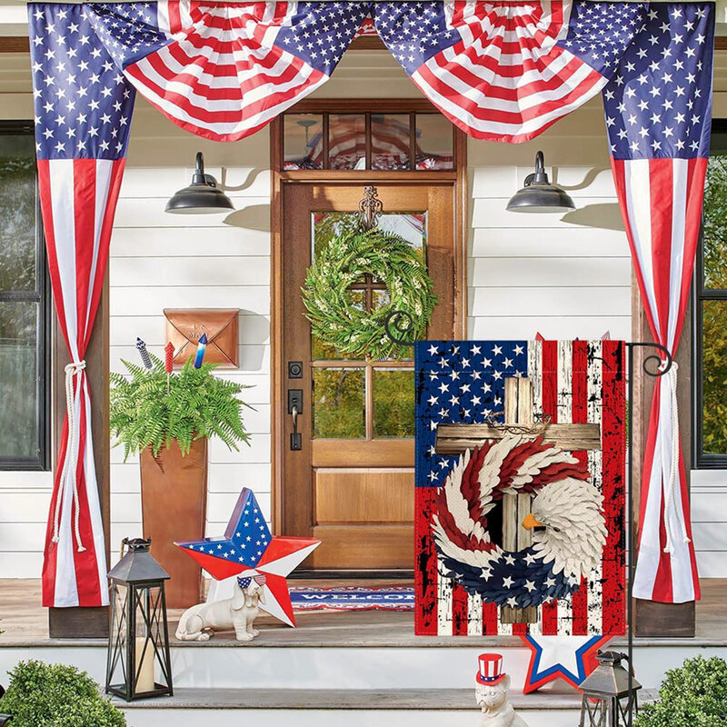 1 разноцветный американский флаг со звездами, пчелиный Подсолнух карлик, двухсторонний Садовый флаг с принтом, без флагштока
