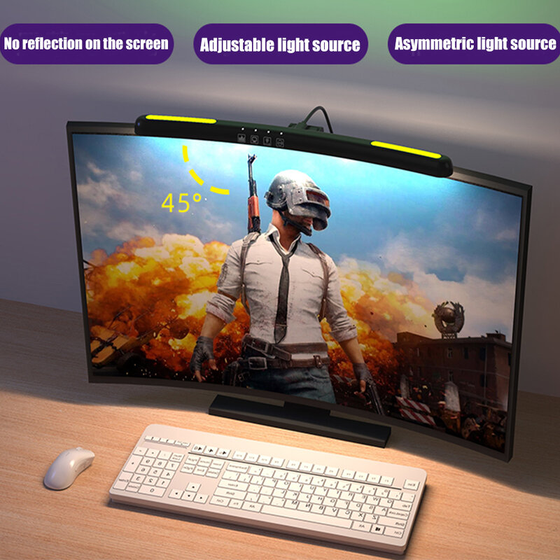 Barra clara da atmosfera do fundo do RGB, jogos dos E-esportes, monitor do computador do PC, tela curvada, sete cores