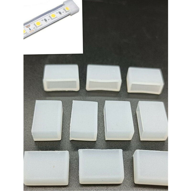 1000Pairs/Lot 10mm Silicone End Cap for 5050 5630 IP67 IP68 LED Tube Strip NO 2 Pin Hole