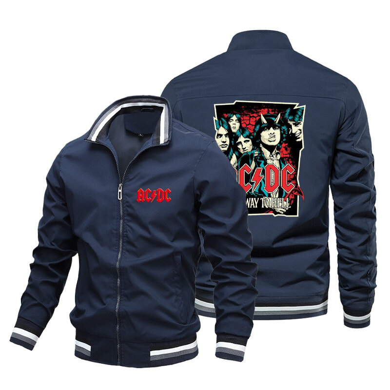 2024 New Men's Jacket, ACDC Print, Spring and Autumn Trend, Oversized Tough Guy Jacket, Fashionable and Handsome Top