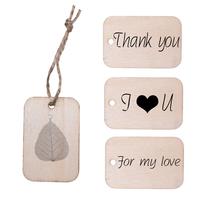 Unfinished Nature Wood Slice Gift Tags Blank Wooden Hanging Label With Rope for Wedding Birthday Party Decor DIY Bookmark Crafts