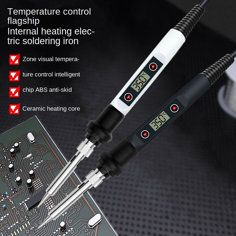 Soldador eléctrico termostático ajustable con temperatura LCD de 80W, juego de herramientas para soldar de 110/220V