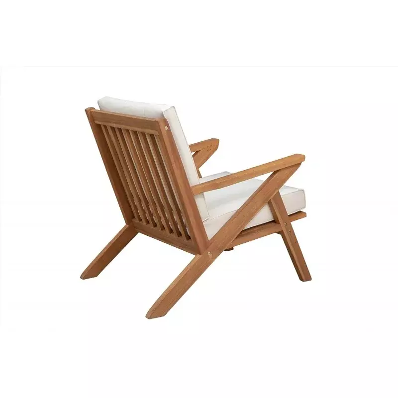 Деревянное кресло из Осло патио Sense 62969, кремовая цветная Подушка, искусственные Угловые руки, Современная Скандинавская коллекция, для помещений и улицы