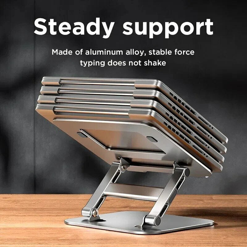 Liga de alumínio dobrável Laptop Stand, suporte de computador portátil, adequado para laptops até 17.3 Polegada, alta qualidade