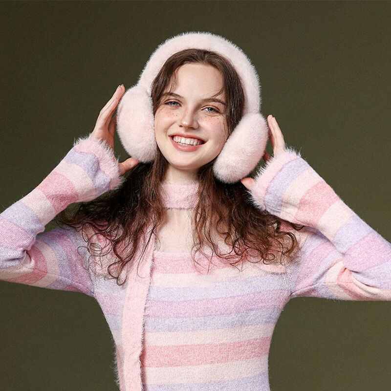 Пушистые зимние наушники, модные мягкие наушники из искусственного кроличьего меха, повязка на голову для холодной погоды для женщин и мужчин