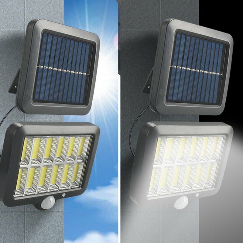 Nieuwe 120 Cob Zonne-Energie Lamp Zonne-Energie Straatlantaarn Voor Buiten Tuinmuur Werf Led Beveiliging Verlichting Spaarlampen