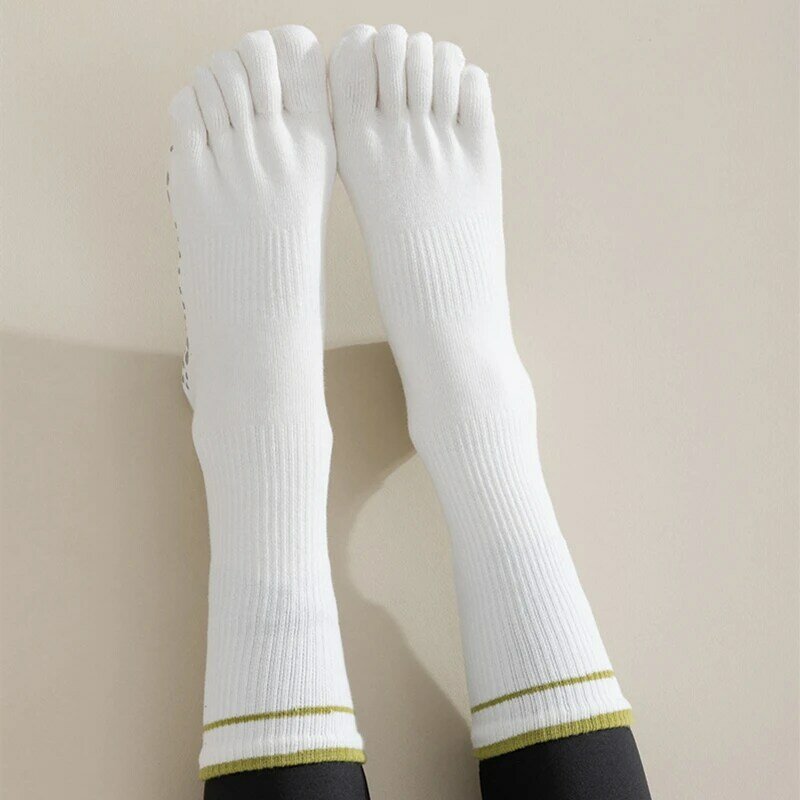 1 Pairs New Five Toe Silicone Non-Slip Yoga Socks Soft Breathable Ballet Dance Ladies Fitness Sports Sock Anti-Slip Pilates Sock