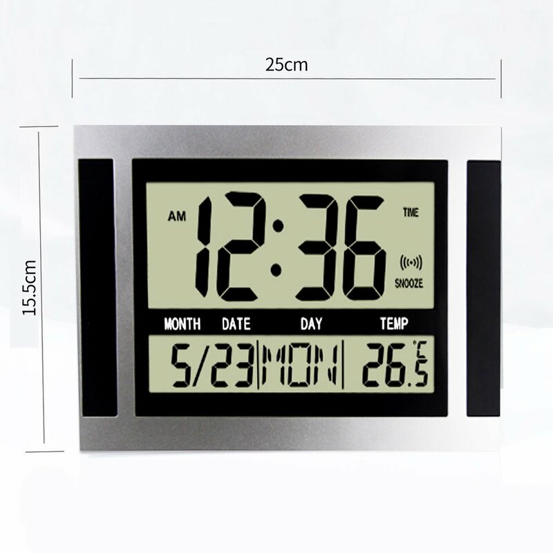 디지털 책상 벽 알람 시계, 온도계 및 달력 LCD 화면, H110