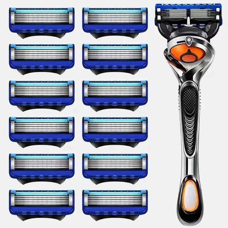 Lâminas de substituição para barbear masculino, lâmina de segurança, 5 camadas, clássico, reutilizável, proteção da pele, barbeador
