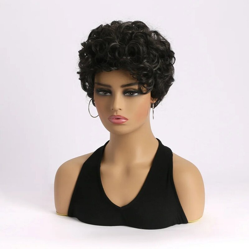 Short Afro Kinky Curly Wig Glueless High Denity Short Black Synthetic Curly Hair Brazilian Women Curly Wig