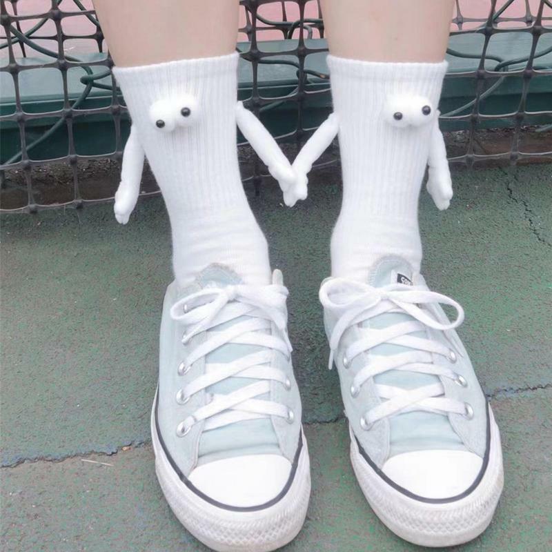Kaus kaki pasangan lucu anak perempuan kaus kaki pasangan magnetik hisap 3D boneka tangan kostum Halloween anak perempuan