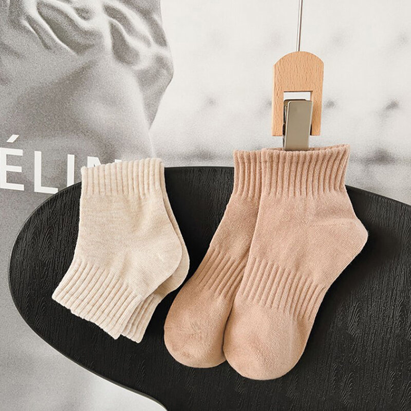 Material Thickened Stockings In Autumn And Winter Pure Cotton Solid Color Women Sports Sock Moisture-Proof And Sweat-Absorbent