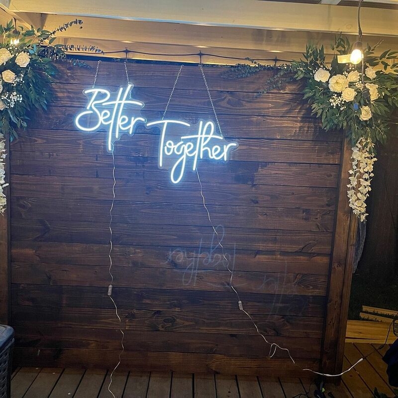Sinal de néon grande para parede, luz LED, melhor juntos, casamento, arte
