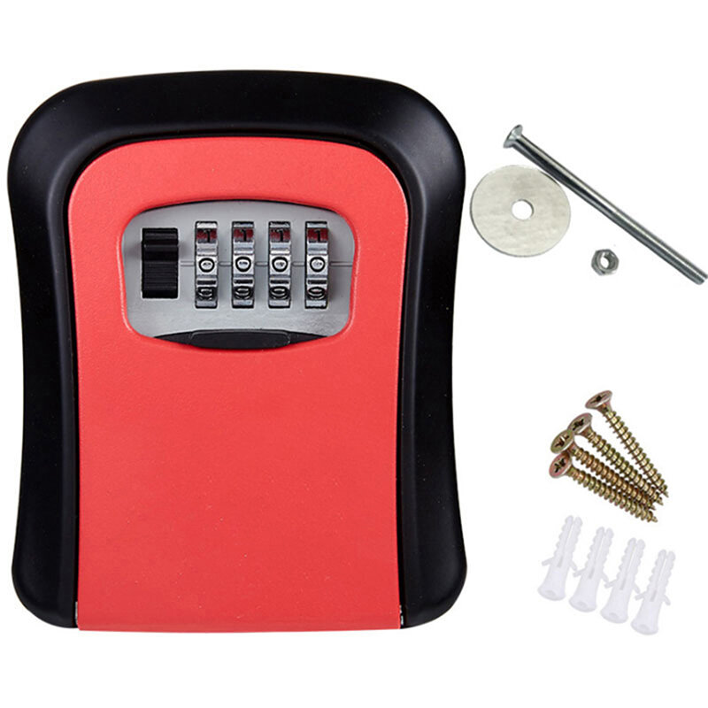 Wall-mounted Key Safe Weatherproof No. 4 Combination Key Storage Lock Box Indoor and Outdoor Password Key Box Key Lock Box