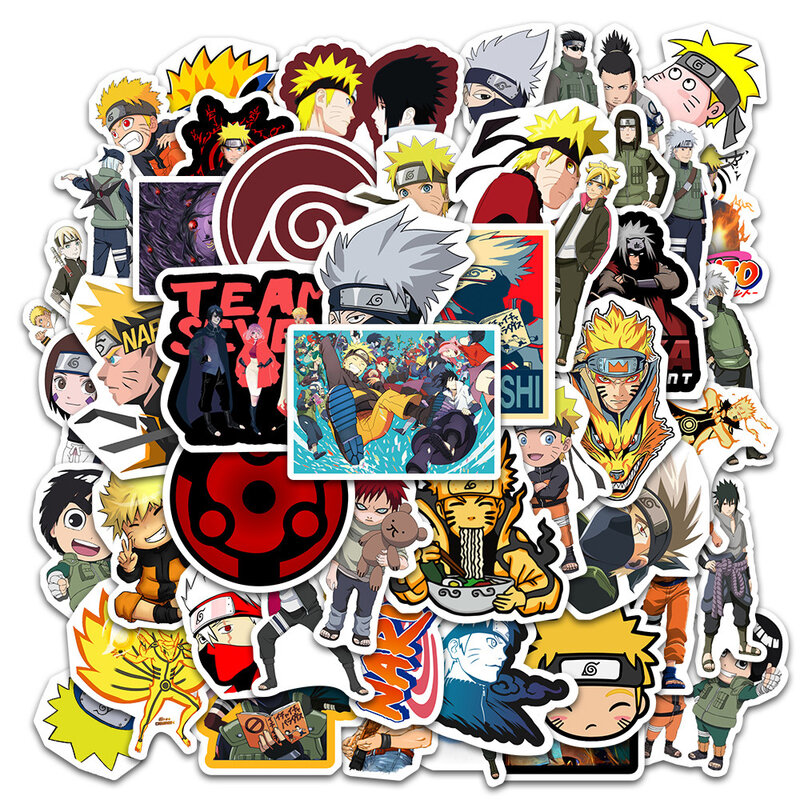 Naruto desenhos animados adesivos para crianças, adesivos impermeáveis para laptop, motocicleta, viagens, bagagem, telefone, carro, 10/30/50pcs
