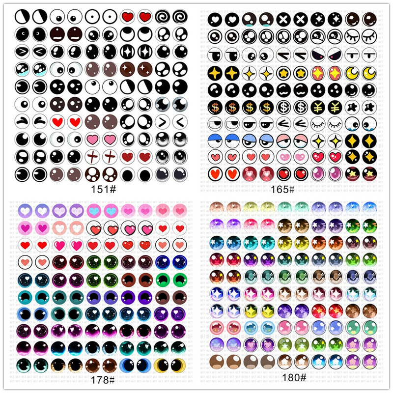 50Pcs 6/8/10/12mm Doll Glass Eye Round Dragon Cat Eyes In Pairs Flatback Cabochons Decoration Keychain DIY Accessories