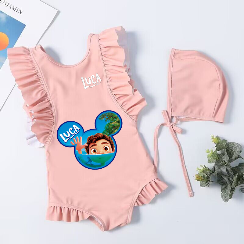 Luca Cartoon Toddler Baby Swimsuit One Piece Children Swimwear Kids Girl Bathing Suit Swim Shirts for Surfing Beach Wear Outfit