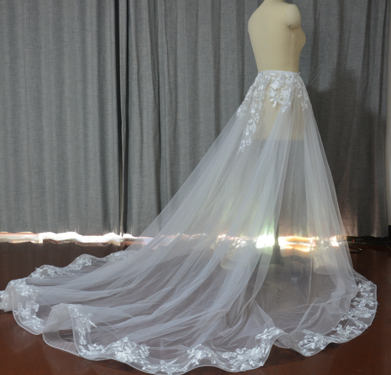 Falda extraíble de tul de 2 capas para boda, enagua de cola de novia, cola de caballo, cola de novia