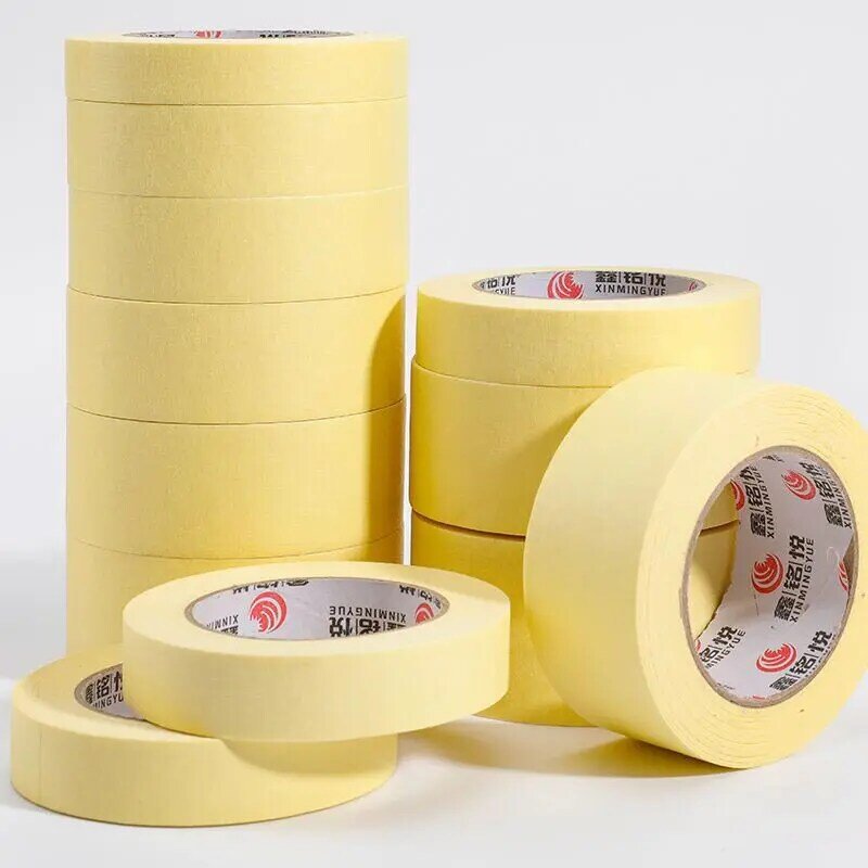 Papier texturé jaune à haute viscosité, ruban adhésif déchirable, autocollants d'art de masquage, peinture en aérosol, 50m, 1cm, 2cm, 3cm, 4cm, 5cm, 10cm de largeur