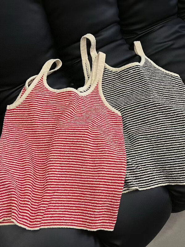 New fashionable knitted striped camisole women's top