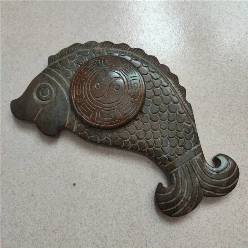 Ferro pedra peixe tabela para estudo decoração, antiguidade, artesanato antigo, fornecimento por atacado, artigos