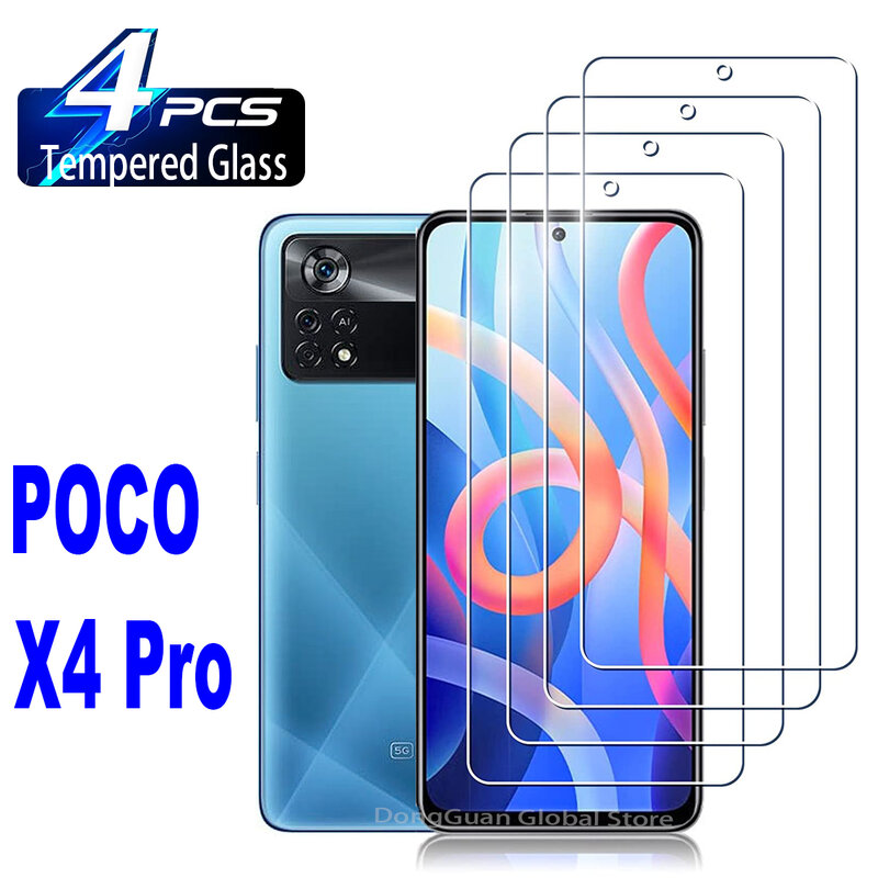 샤오미 POCO X4 Pro 5G 화면 보호기 유리 필름 용 2/4Pcs 강화 유리