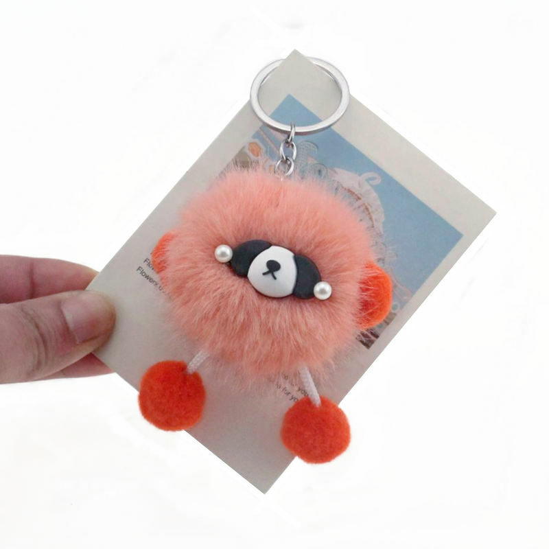 1Pcs Plush Dumb Bear Keychain Animal Pendant Keyring Pets Doll Gift Handbag Key Holder DIY Jewelry Clothing Crafts Accessory