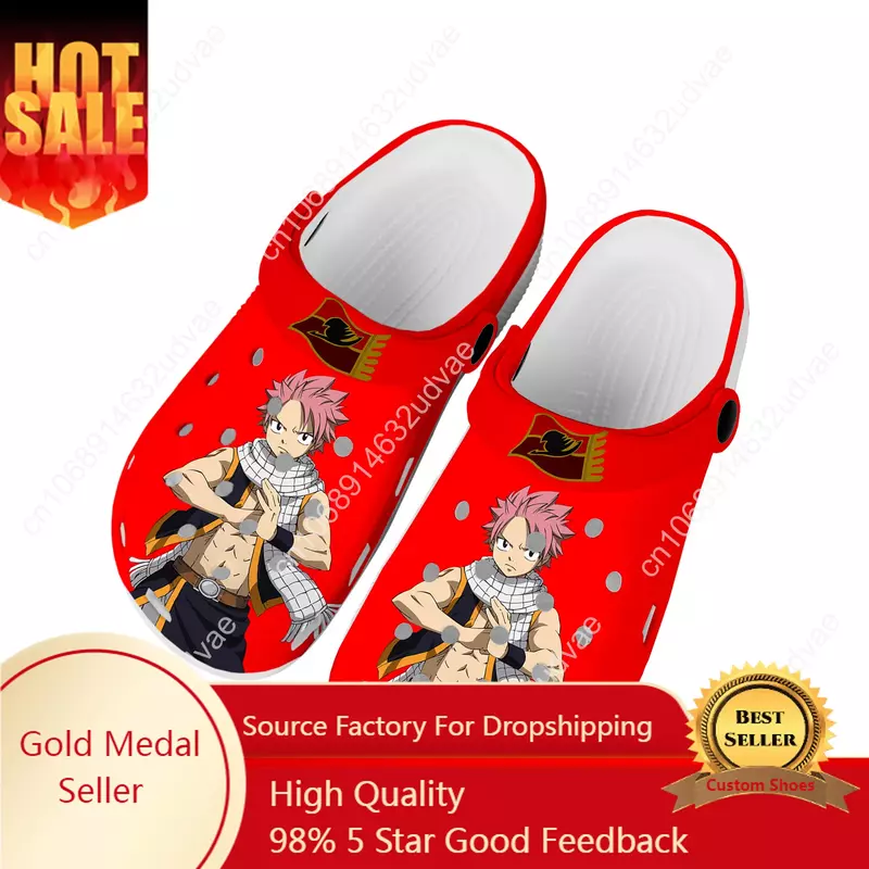 Zapatos de agua personalizados para hombres y mujeres, zuecos de dibujos animados de Anime f-fairy t-tail, Natsu Dragneel, calzado de jardín para adolescentes, zapatillas de playa con agujeros