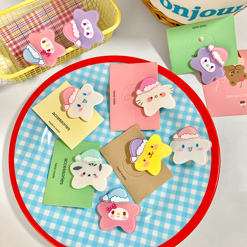 Anime Sanrio Haarspeld Hello Kitty My Melodie Cinnamoroll Kuromi Cartoon Pony Clip Vleugel Clip Voor Student Meisje Hoofddeksels