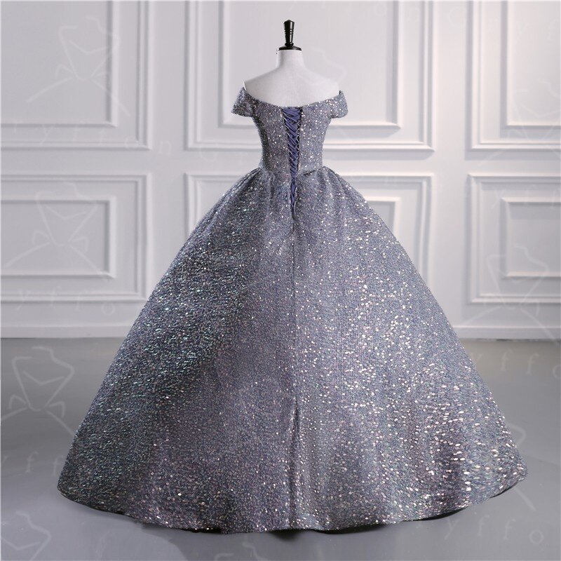 Luxus Pailletten Quince anera Kleider klassische Party kleid elegant von der Schulter Abschluss ball Kleid echte Foto Vestidos anpassen
