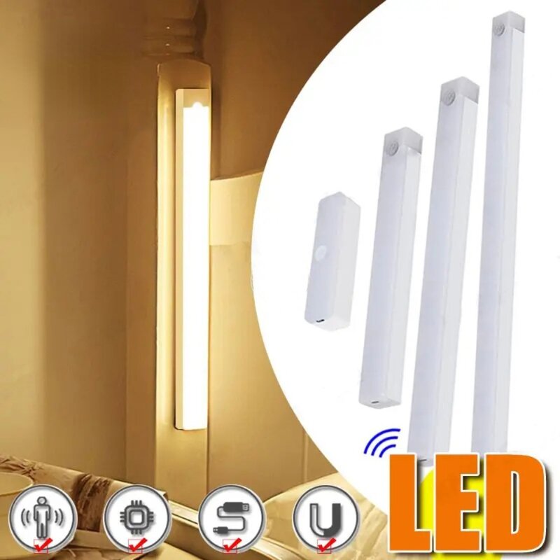 Luz Led inalámbrica con Sensor de movimiento, Lámpara decorativa recargable por Usb para armario, pared, escalera y cocina