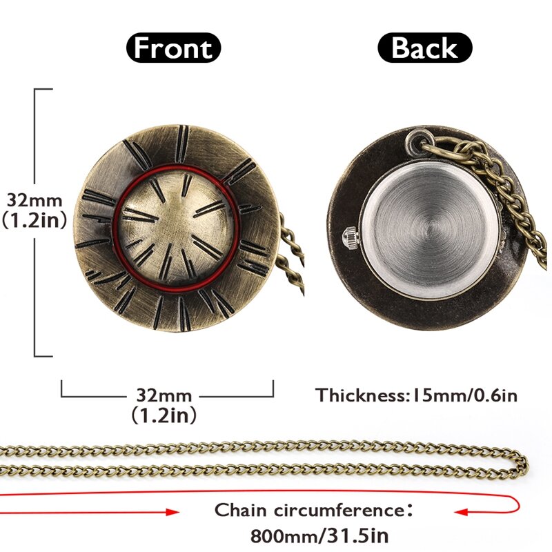 Brązowy mały rozmiar Punk Steampunk czapka w kształcie kwarcu kieszonkowy zegarek antyczny naszyjnik łańcuszek mały łańcuszek z wisiorem dla mężczyzn