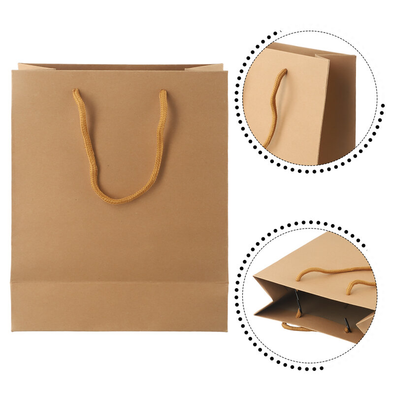 Brown Kraft Tote Bag Biodegradable Party Recyclable Shopping Smooth Wedding Carrier Bags Flat Handle Paper Bags