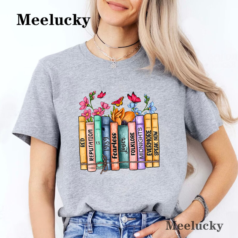 Albumy jako książki damska koszulka dziewczęca książka grafika drukowana moda 2024 ubrania przyczynowe bluzki damskie koszulka