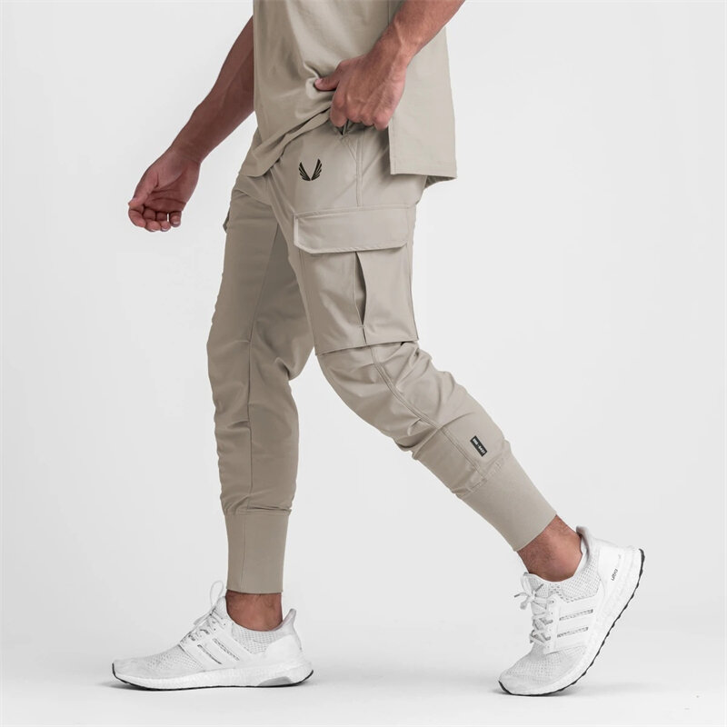 Брюки-карго мужские тонкие, летние свободные быстросохнущие эластичные леггинсы, тренировочные спортивные штаны для бега, повседневные трендовые брюки, 2022