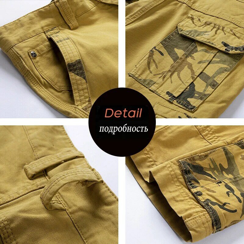 Pantalones cortos de camuflaje para hombre, Shorts de algodón con múltiples bolsillos, informales, para correr, verano, novedad
