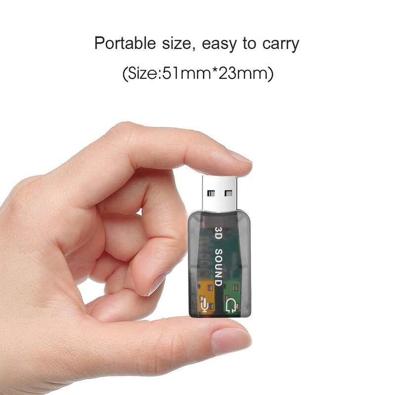 Mini tarjeta de sonido USB externa, adaptador de Audio estéreo de interfaz USB a 3,5mm para Win 7 8, altavoz Android, auriculares para computadora portátil