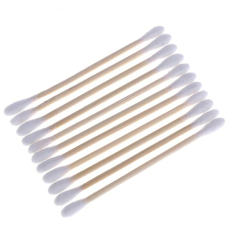 100Pcs 7.2cm Double Head Disposable Makeup Cotton Swab Soft Cotton Buds For Medical Wood Sticks Nose Ears Cleaning Tools